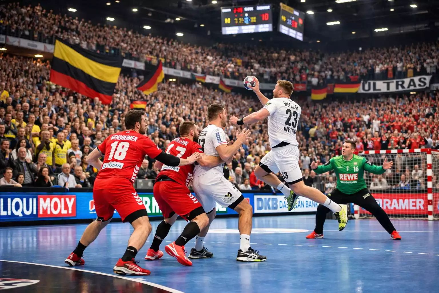Match de Bundesliga handball dans une ar&egrave;ne allemande