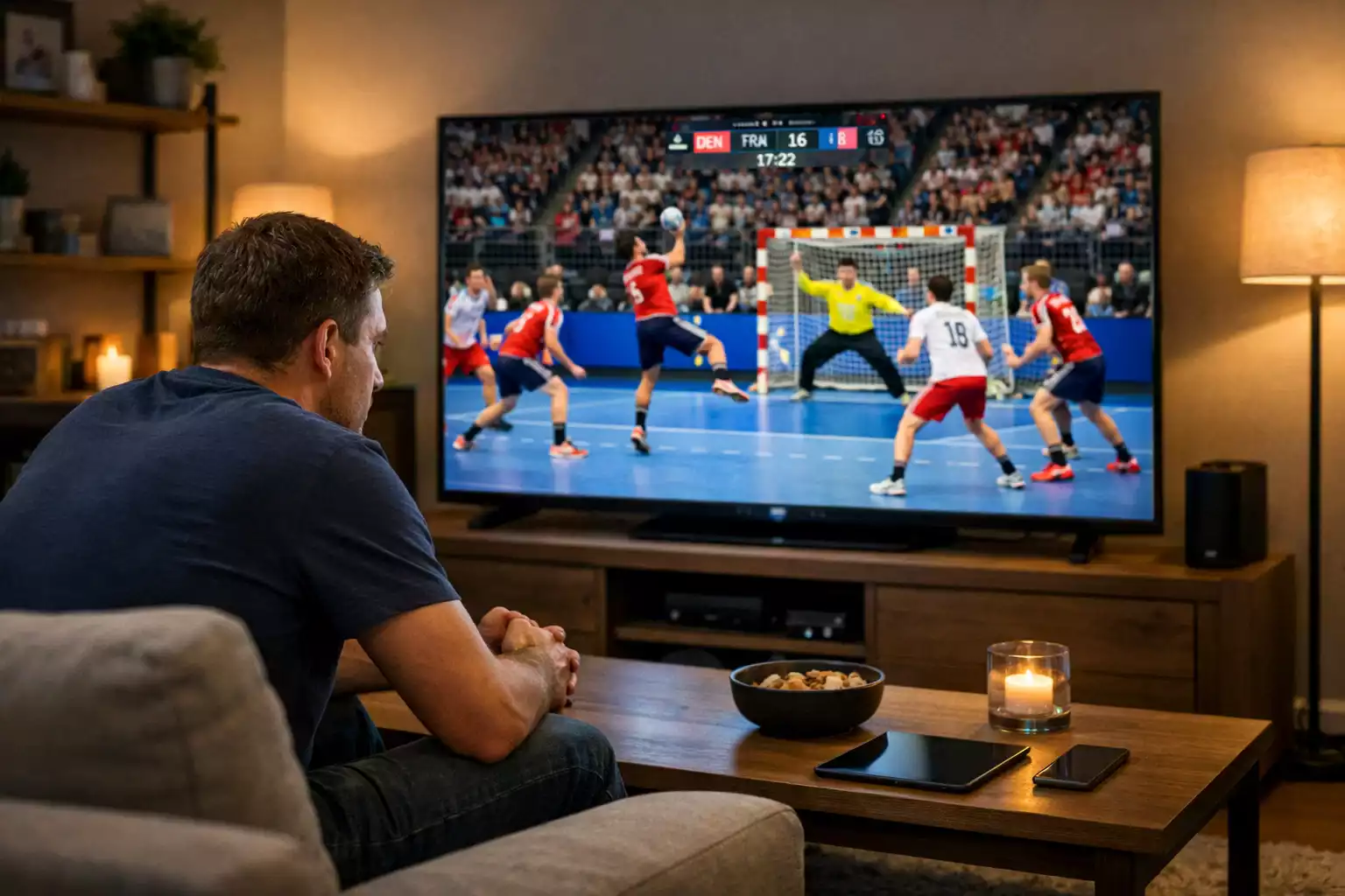 Supporter regardant attentivement un match de handball
