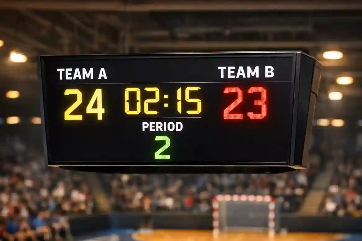 Tableau d'affichage de score lors d'un match de handball